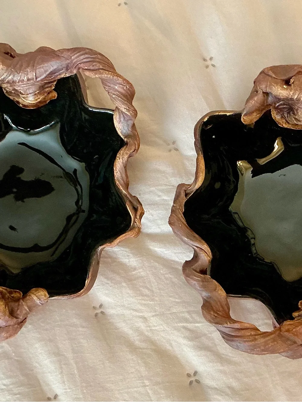 Vintage Terrafirma Ceramic leaf bowls (set of 2)